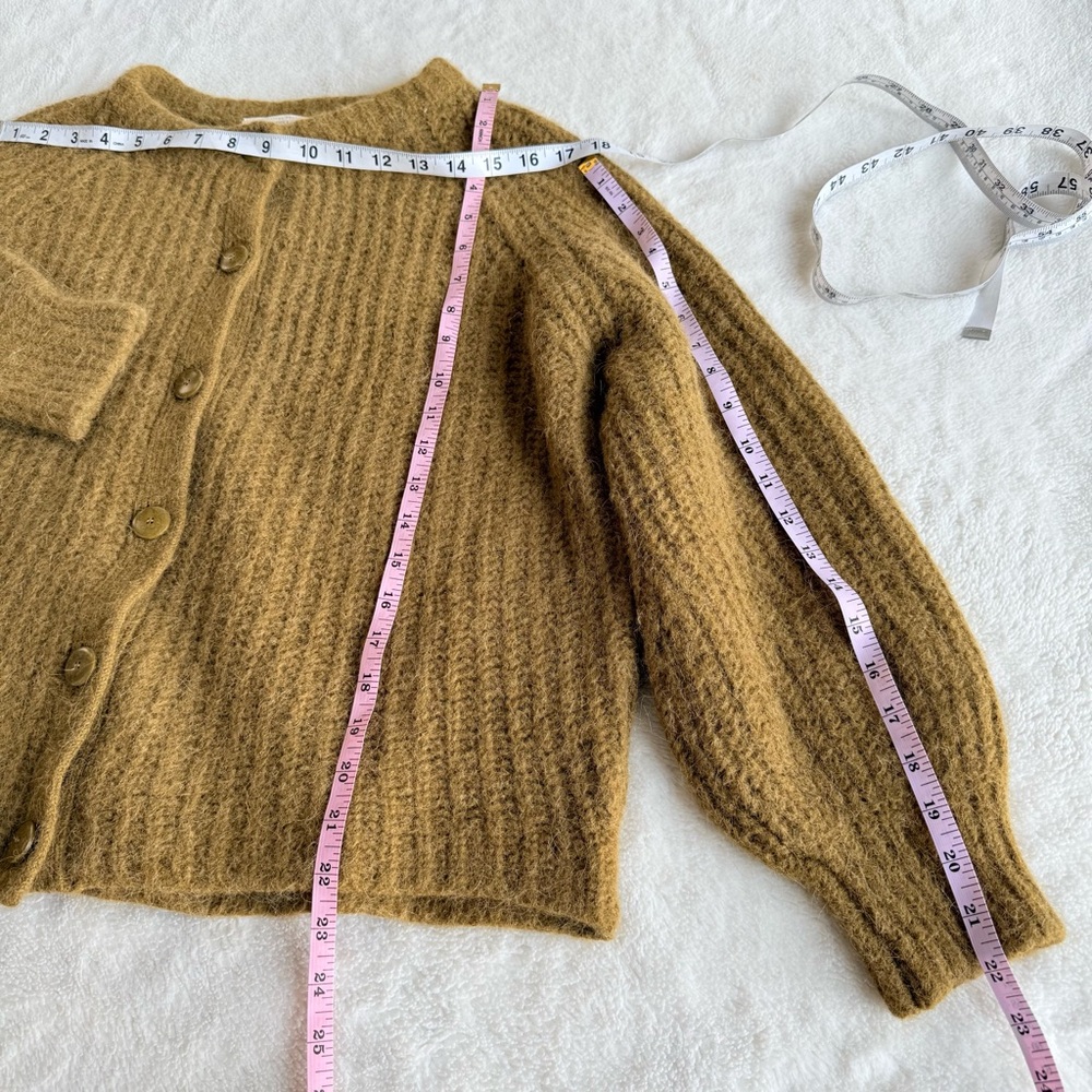 Sezane Moss Green Wool Blend Button Cardigan - Picture 5 of 11